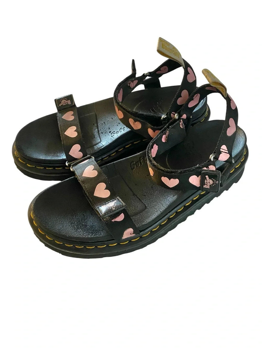 Dr. Martens Lazy Oaf Heart Print Platform Sandals Size 9 Whimsigoth